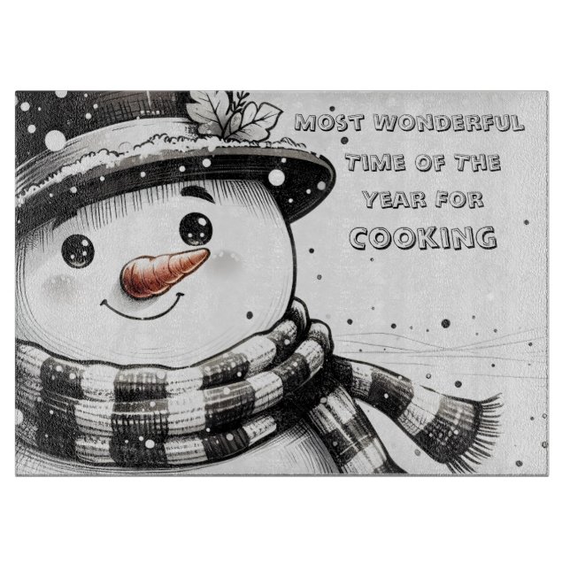 Snowman Wonderful Time Of The For Cooking Cutting Board (Front)