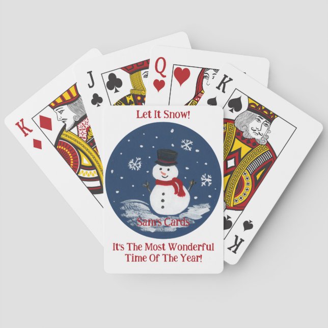 Snowman Wonderful Time Year PERSONALIZE Bridge Playing Cards (Back)