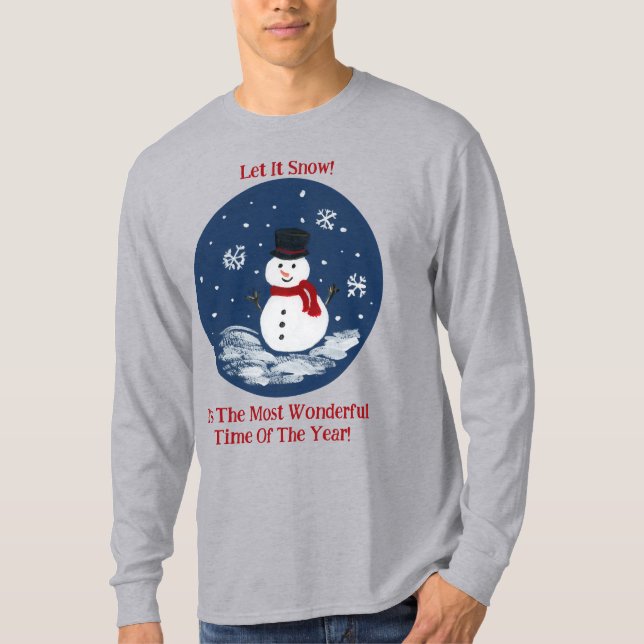 Snowman Wonderful Time Year PERSONALIZE  T-Shirt (Front)