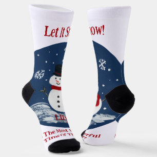 Snowman Wonderful Time Year Womans PERSONALIZE Socks