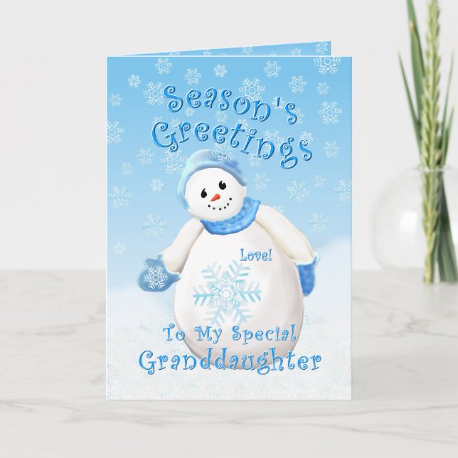 Snowman Wonderland for Granddaughter Christmas Holiday Card (Front)