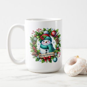 Snowman Wreath Coffee Mug