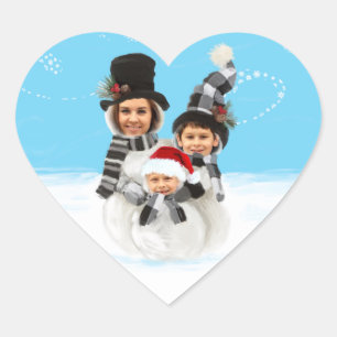 Snowman yourself personalised snowman heart sticker
