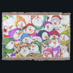 Snowmans Christmas Throw Blanket Gift<br><div class="desc">Happy Snowmans Merry Christmas Party Funny Drawing Cartoon Snowman Celebration - Choose / Add Your Unique Text / Font / Colour - Make Your Special Gift - Resize and move or remove and add elements / image with customisation tool ! - Drawing and Design by MIGNED. You can also transfer...</div>