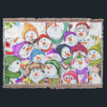 Snowmans Christmas Throw Blanket Gift<br><div class="desc">Happy Snowmans Merry Christmas Party Funny Drawing Cartoon Snowman Celebration - Choose / Add Your Unique Text / Font / Colour - Make Your Special Gift - Resize and move or remove and add elements / image with customisation tool ! - Drawing and Design by MIGNED. You can also transfer...</div>