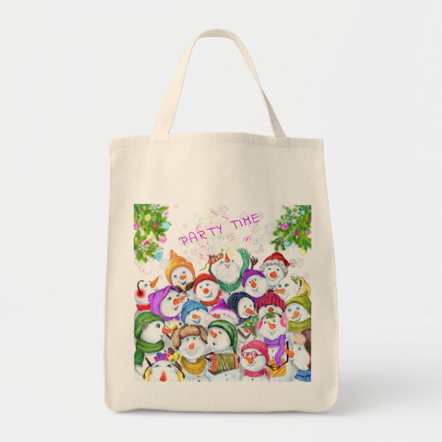 Snowmans Christmas Tote Bag Gift Celebration (Front)