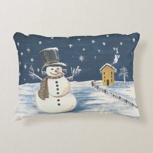 Snowman's Dream Throw Pillow (Front)