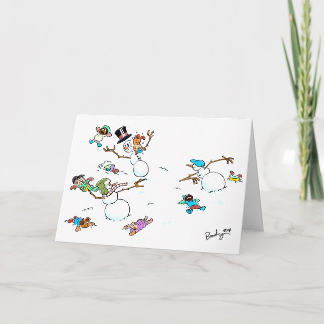 Snowman's Holiday Fight Customisable Card (Front)