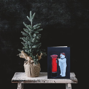 Snowman's Letter to Santa Painting by Alfred Fox Card