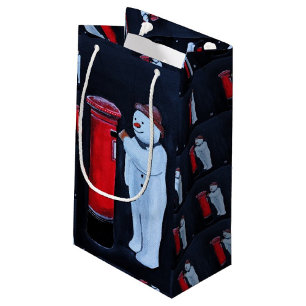 Snowman's Letter to Santa Painting by Alfred Fox Small Gift Bag