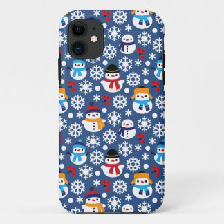 Snowmans & Snowflakes Seamless Pattern iPhone 11 Case