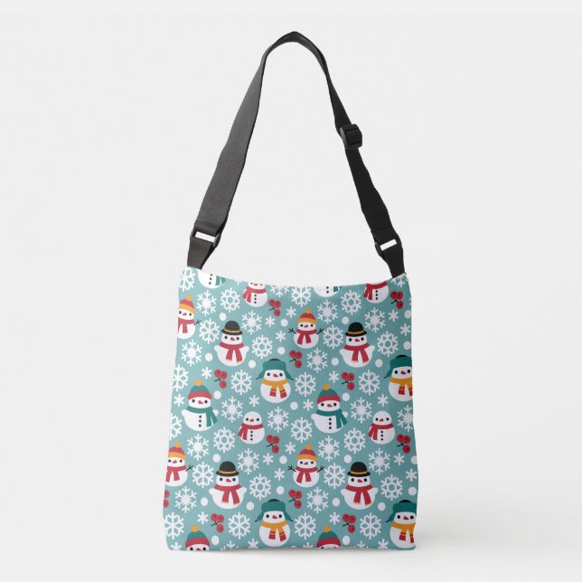 Snowmans & Snowflakes Seamless Pattern Crossbody Bag (Front)