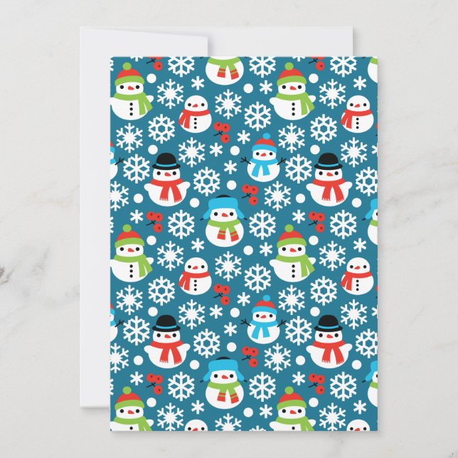 Snowmans & Snowflakes Seamless Pattern Holiday Card (Front)