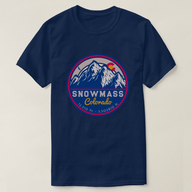 Snowmass Colorado Aspen rocky mountains Skiing T-Shirt (Design Front)