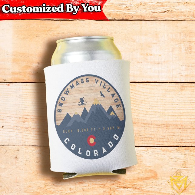 Snowmass Colorado Flag Retro Sunset Ski Souvenirs Can Cooler (Creator Uploaded)