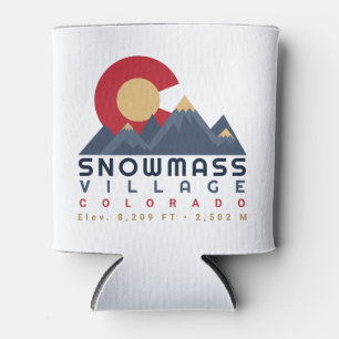 Snowmass Colorado Flag Retro Sunset Ski Souvenirs Can Cooler