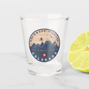 Snowmass Colorado Flag Retro Sunset Ski Souvenirs Shot Glass
