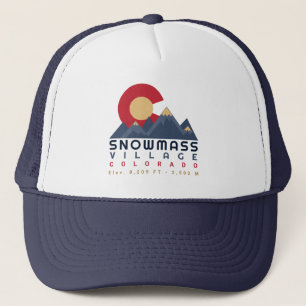 Snowmass Colorado Flag Retro Sunset Ski Souvenirs Trucker Hat