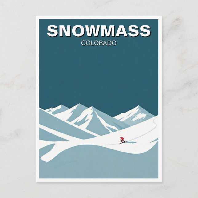 Snowmass Colorado Skier Skiing Postcard (Front)
