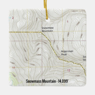 Snowmass Mountain Topographic Map Ceramic Ornament