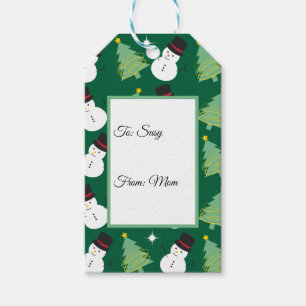 Snowmen and Christmas Tree Pattern  Gift Tags