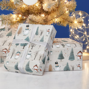 Snowmen and Christmas Trees Wrapping Paper