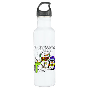 Snowmen and Penguins It's Christmas 710 Ml Water Bottle