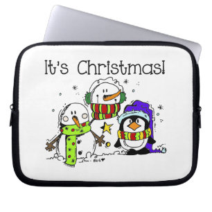 Snowmen and Penguins It's Christmas Laptop Sleeve