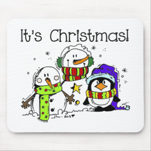 Snowmen and Penguins It's Christmas Mouse Pad