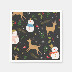 Snowmen and Reindeer Christmas Napkin