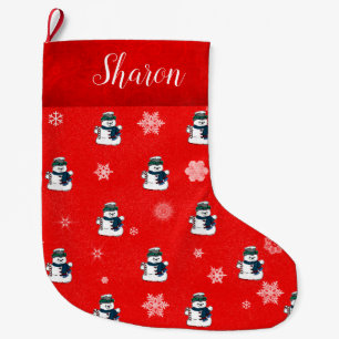Snowmen and Snowflakes Large Christmas Stocking