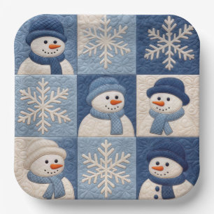 Snowmen and Snowflakes Quilt Pattern Paper Plate