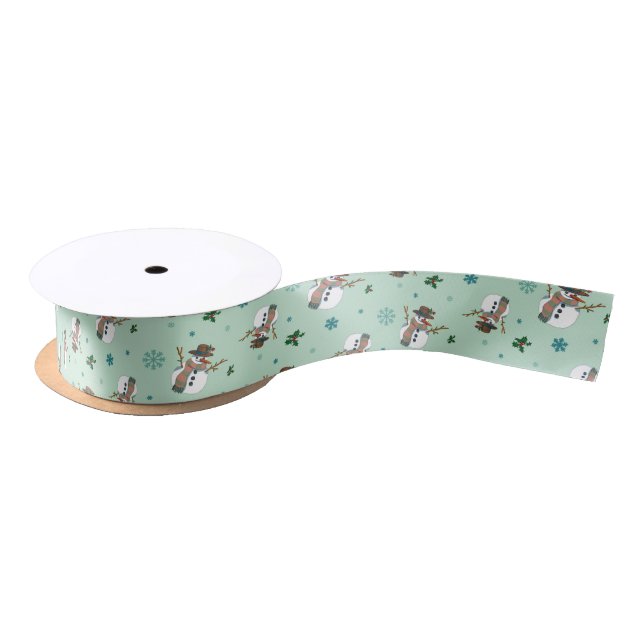 Snowmen and snowflakes satin ribbon (Spool)