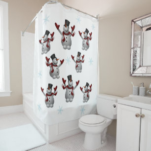 Snowmen and Snowflakes Shower Curtain
