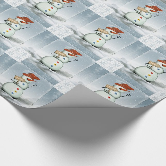 Snowmen and Snowflakes Wrapping Paper (Corner)