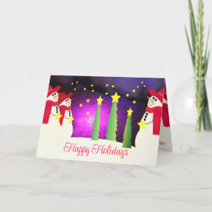 Snowmen And Stars Holiday Card