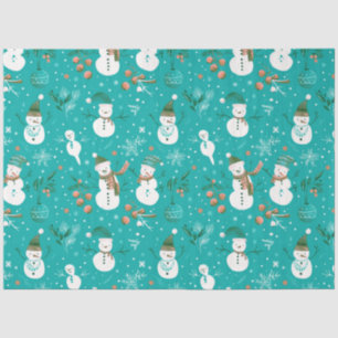 Snowmen Berries Snowflakes Greenery Christmas Tissue Paper