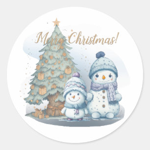 Snowmen bro Christmas Classic Round Sticker