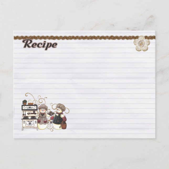 snowmen chefs recipe card (Front)