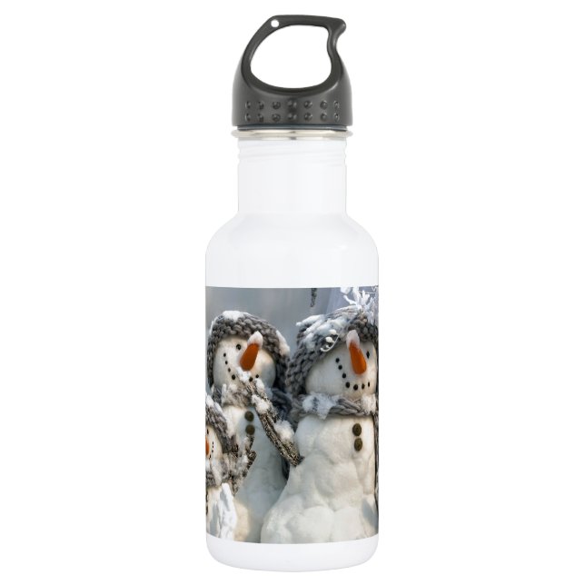 Snowmen Christmas 532 Ml Water Bottle (Front)