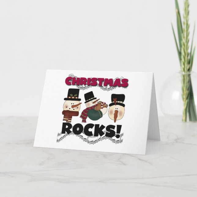 Snowmen Christmas Rocks Holiday Card (Front)