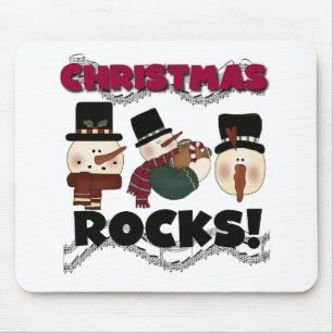 Snowmen Christmas Rocks Mouse Pad