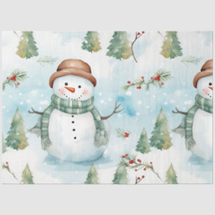 Snowmen Christmas Trees Holly Berries Christmas Tissue Paper