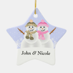 Snowmen Couple Custom Ornament