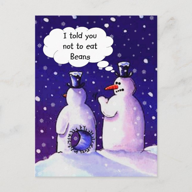 Snowmen Don't Eat Beans Postcard (Front)