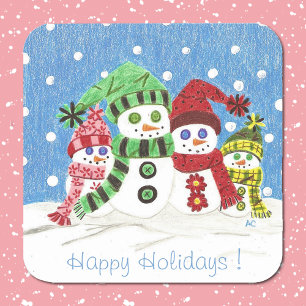 Snowmen family Holiday stickers
