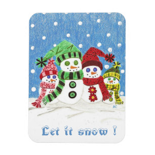 Snowmen family premium magnet