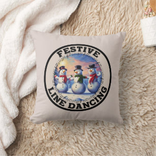 Snowmen Festive Line Dancing Cushion