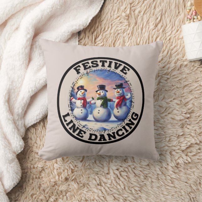 Snowmen Festive Line Dancing Cushion (Blanket)