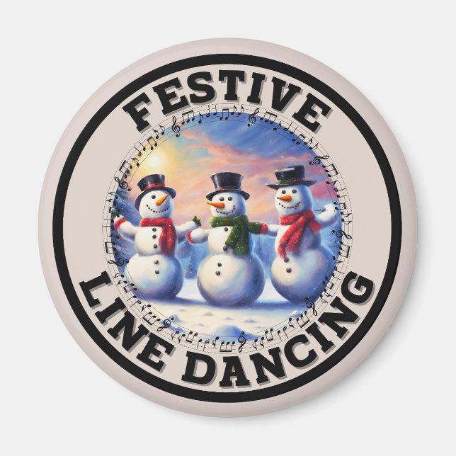 Snowmen Festive Line Dancing Magnet (Front)